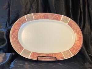 Vintage 2003 Pfaltzgraff Holiday Spice, Motif, Ceramic Serving Platter, 14" Oval
